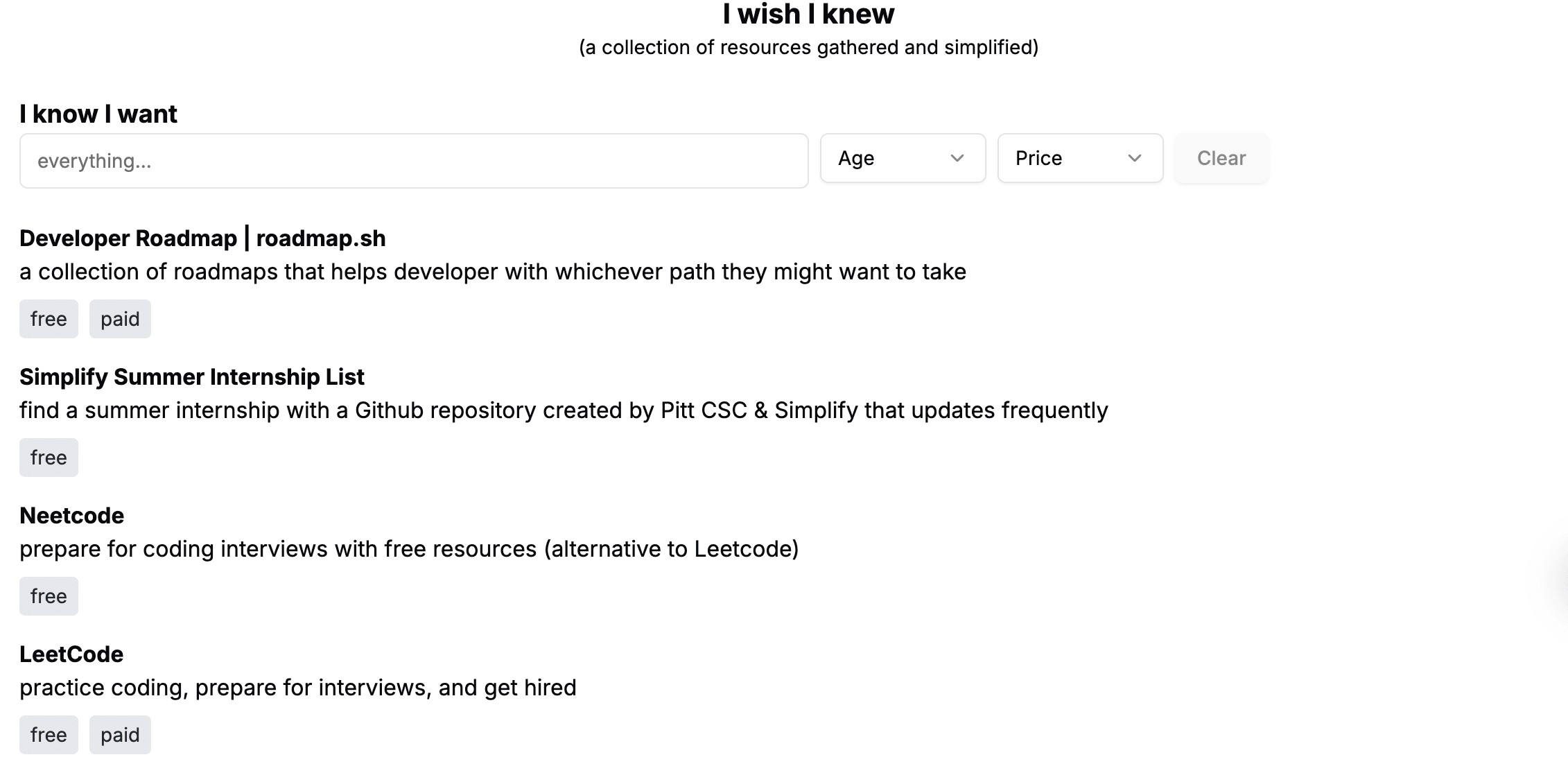 a image showing the iwishiknew website